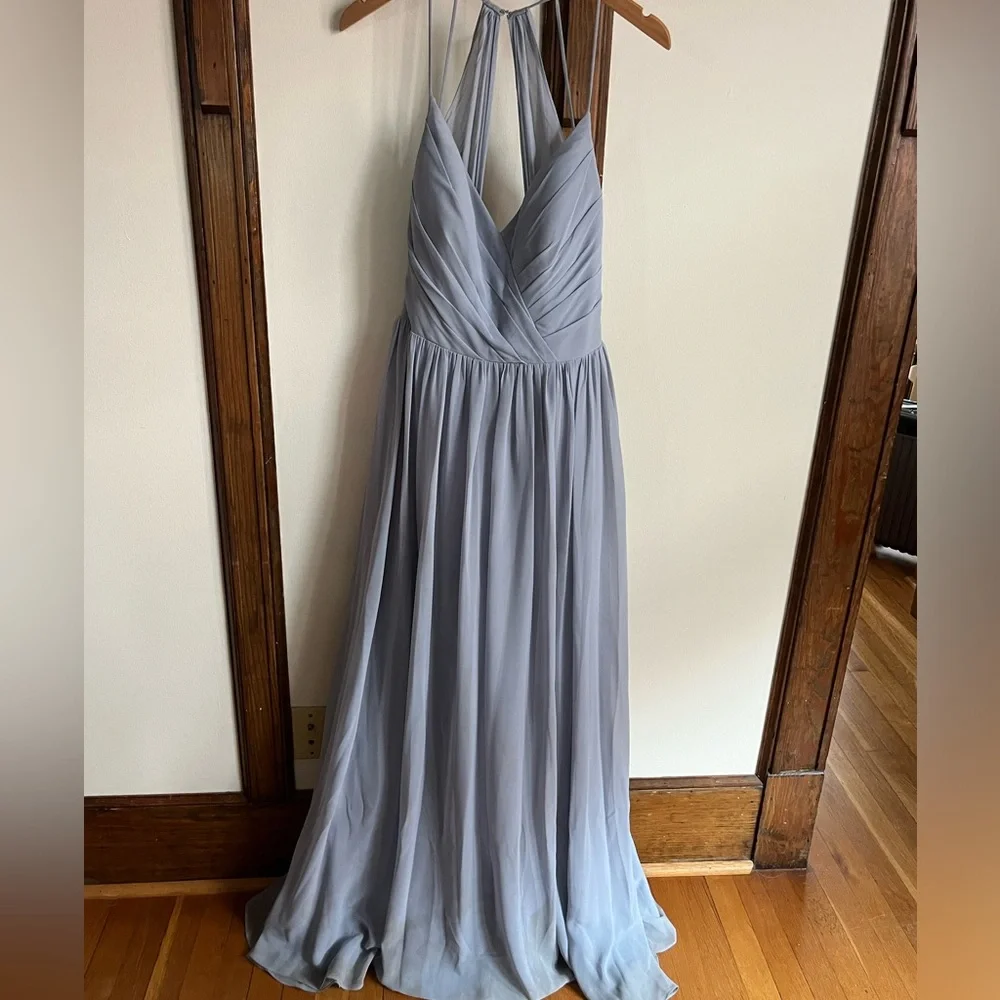Hayley Paige Occasion Collection Bridesmaid Sky Blue Size 10 34B - Picture 3 of 5